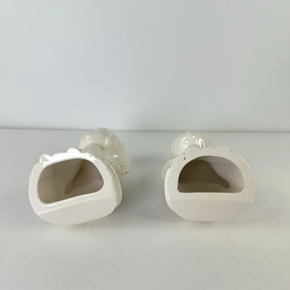 Vintage Kissing Angels Girl &‎ Boy White Ceramic Decor Christmas 7 Inches Tall